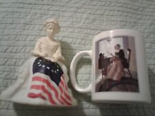 Vintage 1976 Avon Betsy Ross Mending American Flag Figurine &Norman Rockwell Mug picture