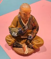 Vintage Hakata Urasaki Doll Sitting with Pipe Smoking Warrior 1950s picture