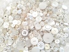 Lot 100 Mixed Assorted WHITE Vintage & New Buttons Wedding Crafts Bulk  picture