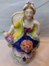 Vintage Porcelain Victorian Woman Figurine  Made In Germany 3” Tall Gold Trim picture