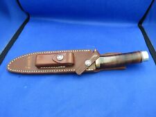RANDALL MDE #1- 7 INCH FIGHTER LEATHER STACKED HANDLE NICE CONDITION picture