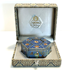 Vintage Chinese Peking Cloisonne Lidded Jewelry Trinket Box Set Hexagonal In Box picture