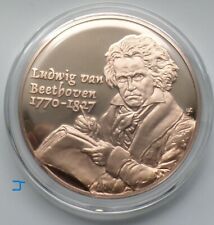German Music Composer Ludwig Van Beethoven Piano on Vintage Bronze Proof Medal picture
