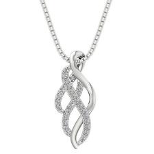 I1 G 0.21 Ct Natural Diamond 14K White Gold Prong Set Fashion Pendant Necklace picture