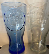 Vintage 1961 Blue McDonalds 1992 Clear Glass Cup Collectors Tall Soda Glassware picture
