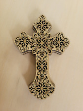 Wood Cross, Intricately carved crucifix 4 inches picture