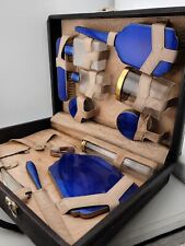 Antique Hard Cased Blue Enameled 1930s Vanity Set. Extremely Rare. VG Condition picture