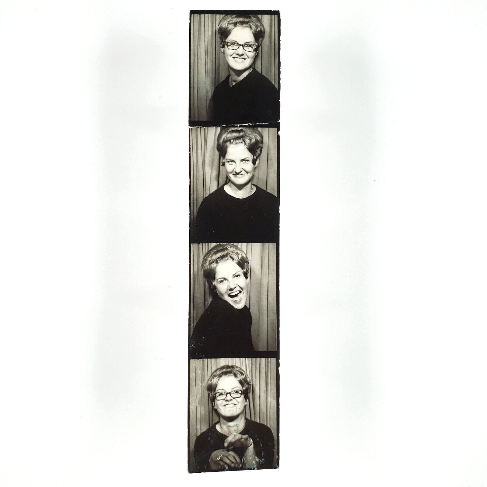 Silly Portland Oregon Girl Photobooth Snapshot 1960s Smiling Young Woman A516