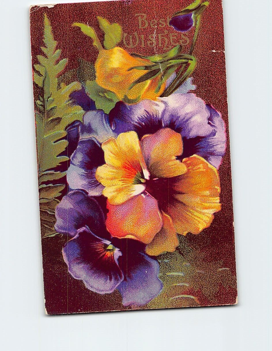 Postcard Best Wishes with Flowers Art Print
