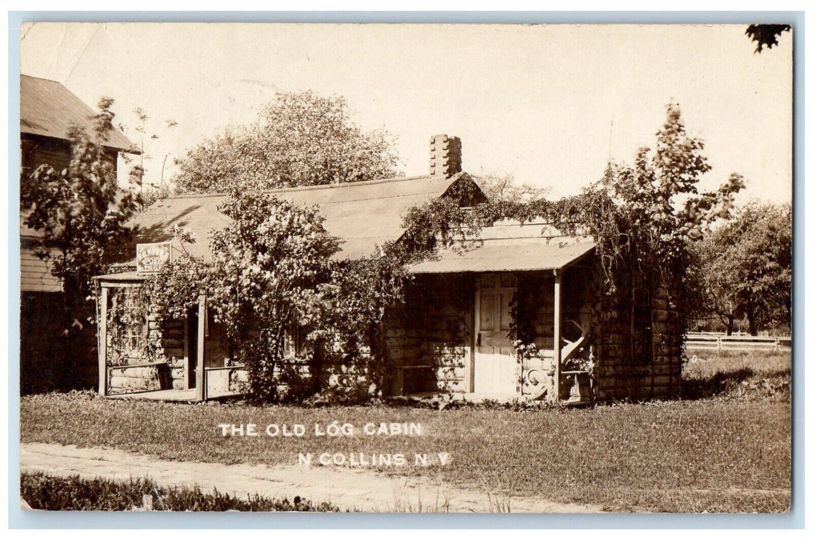 1909 Old Log Cabin GAR Post North Collins New York NY RPPC Photo Postcard