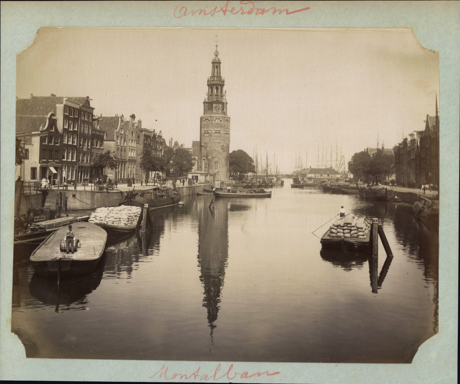 Nederland, Amsterdam, Montelbaanstoren Vintage Albumen Print Albumin Print 