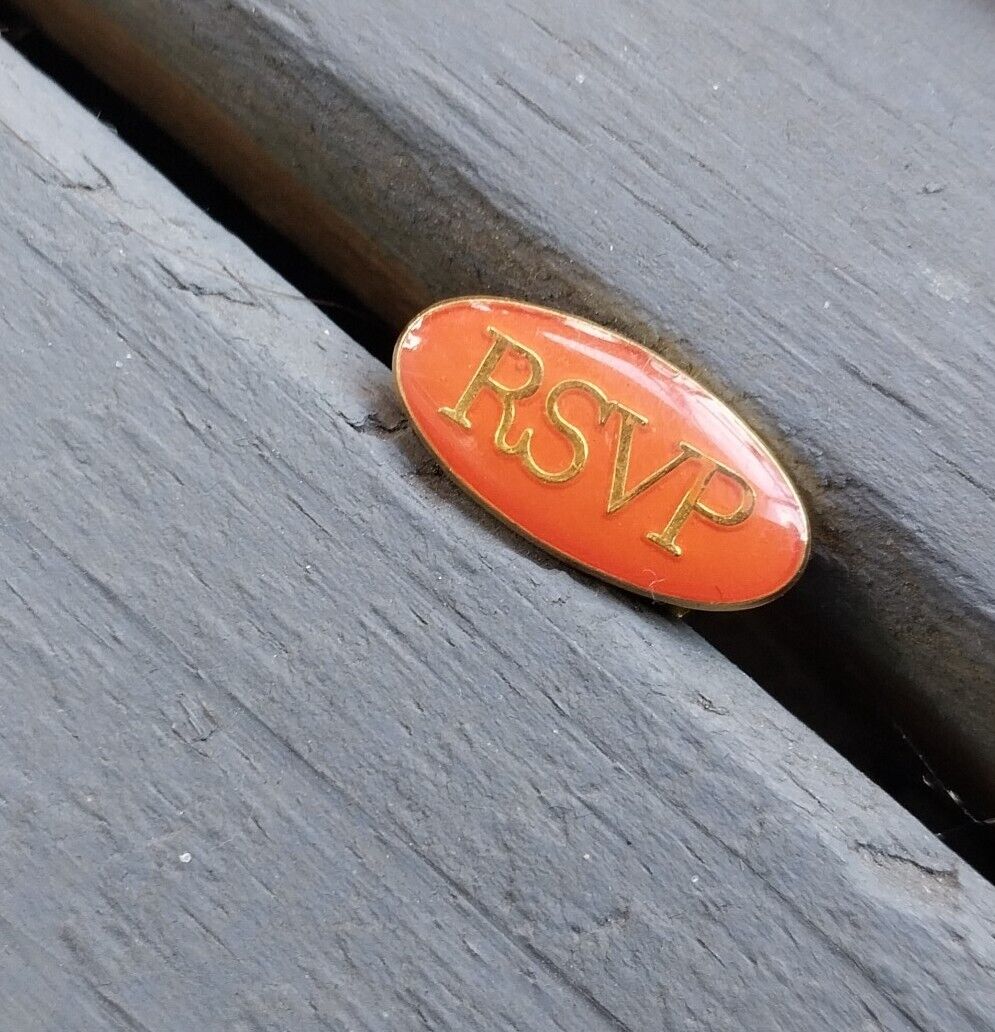 RSVP Small Orange Gold Lapel Hat Jacket Pin