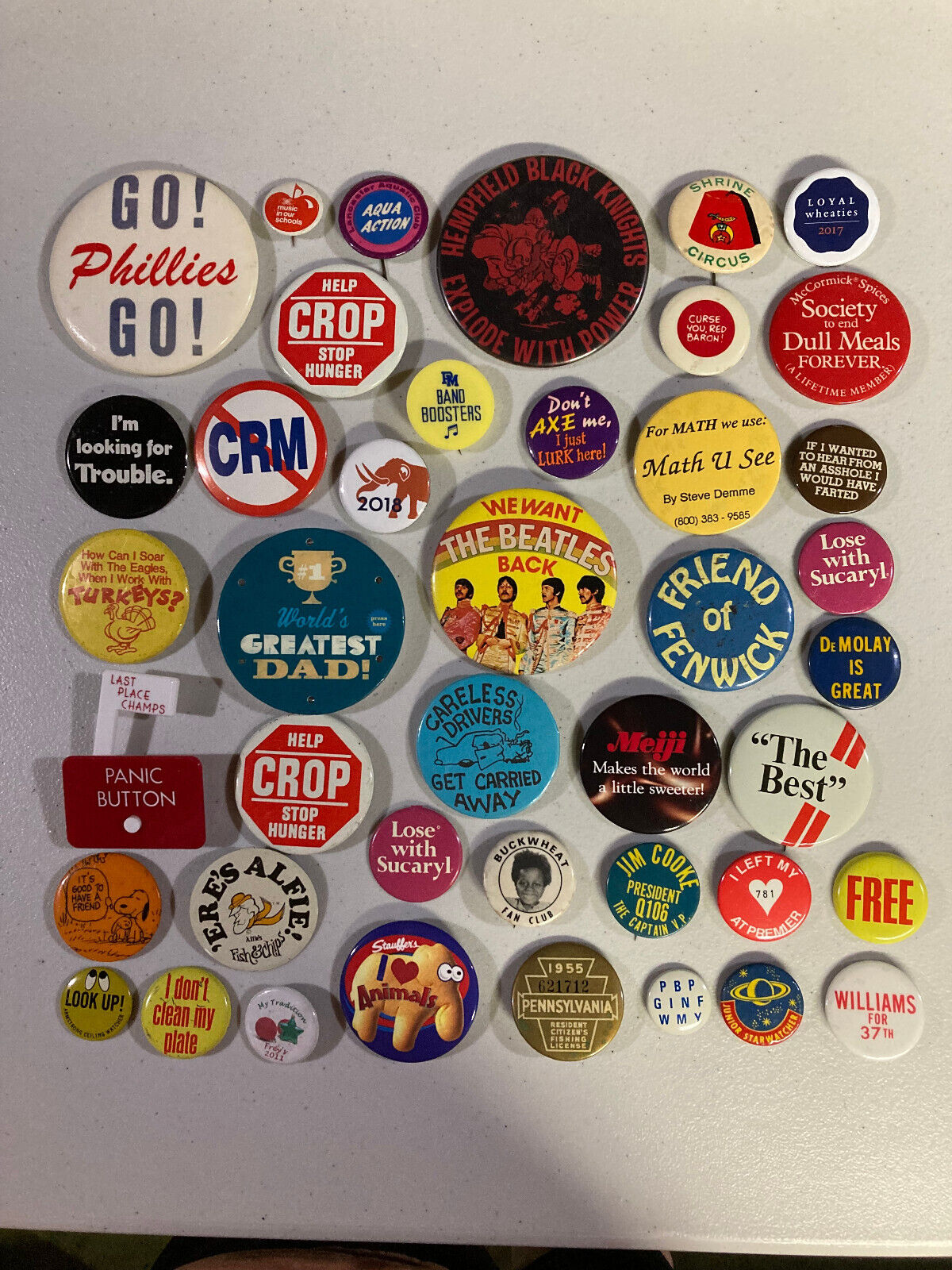 Lot of 42 Vintage/Retro Novelty Button Pins (some are very old ... see photos)