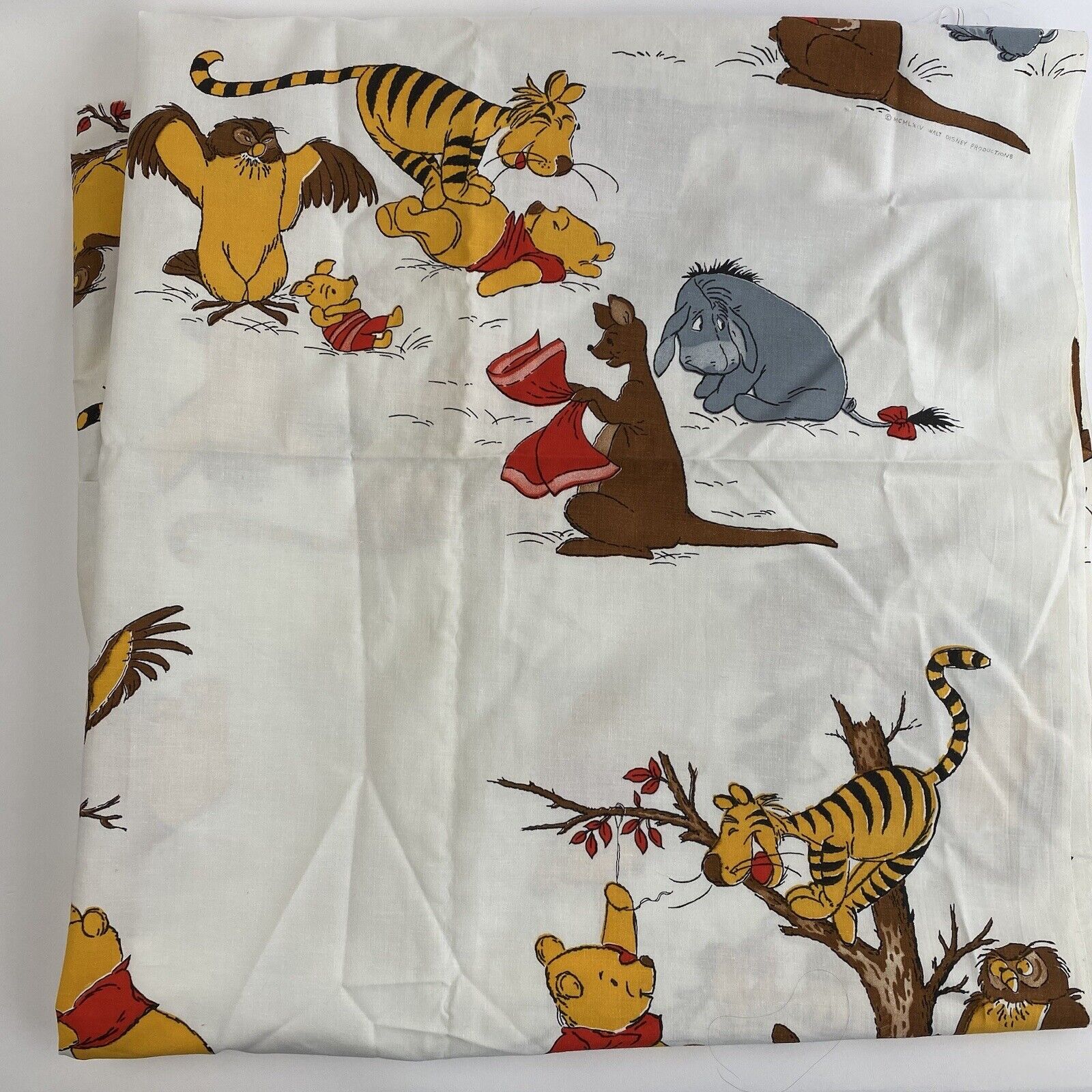 Vintage Disney Winnie The Pooh Fabric  1964 Disney CUTTER READ STAINED 35\