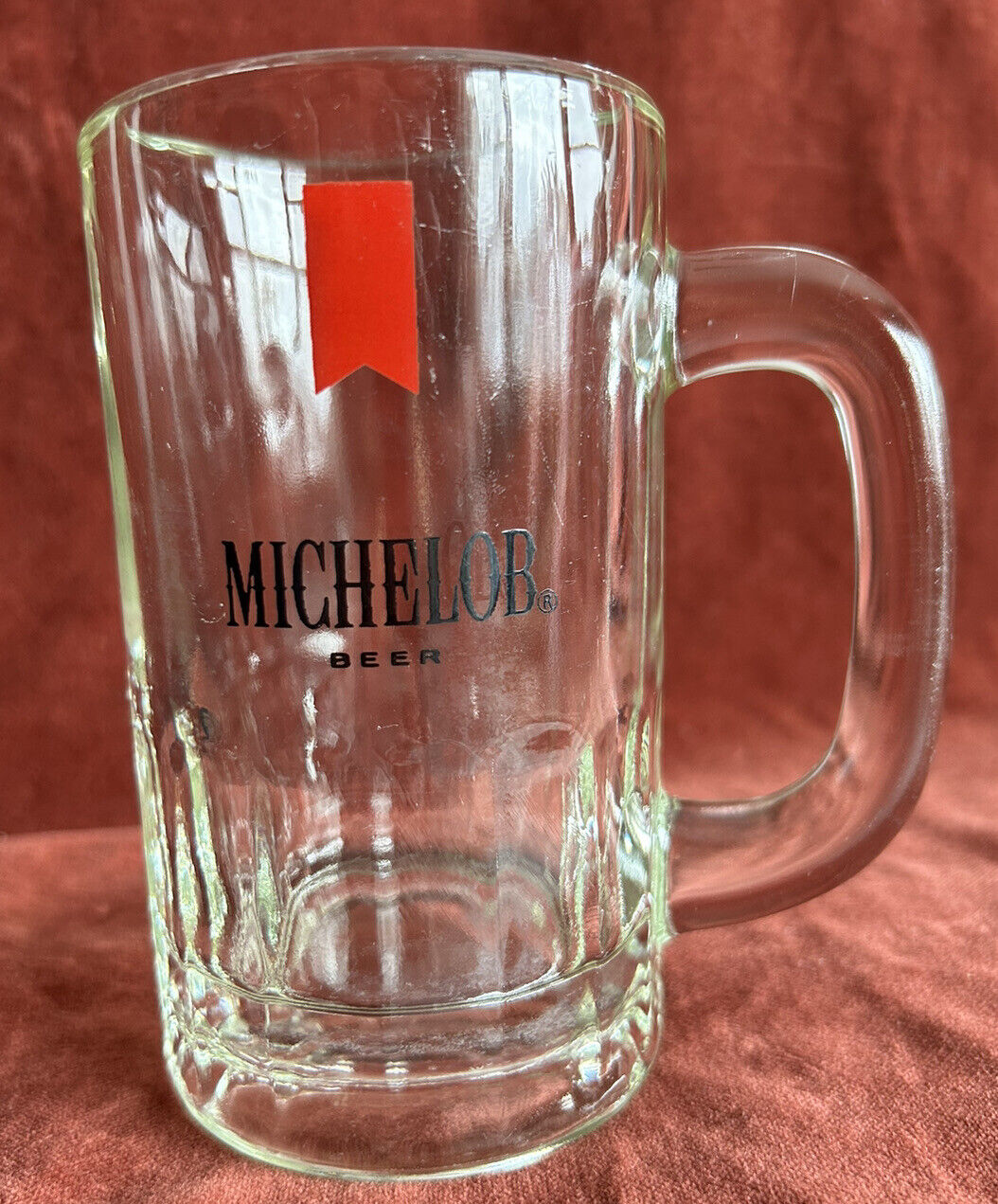Anheuser Busch Michelob Logo Glass Beer Mug Open Applied Handles 5”