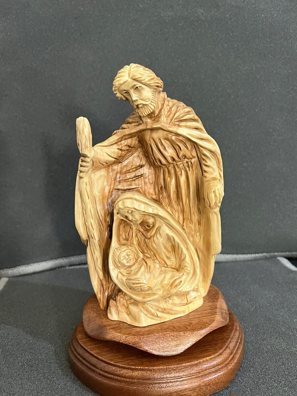 Beautifully Handcrafted Olive Wood Holy Family Statue From Holy Land Bethlehem