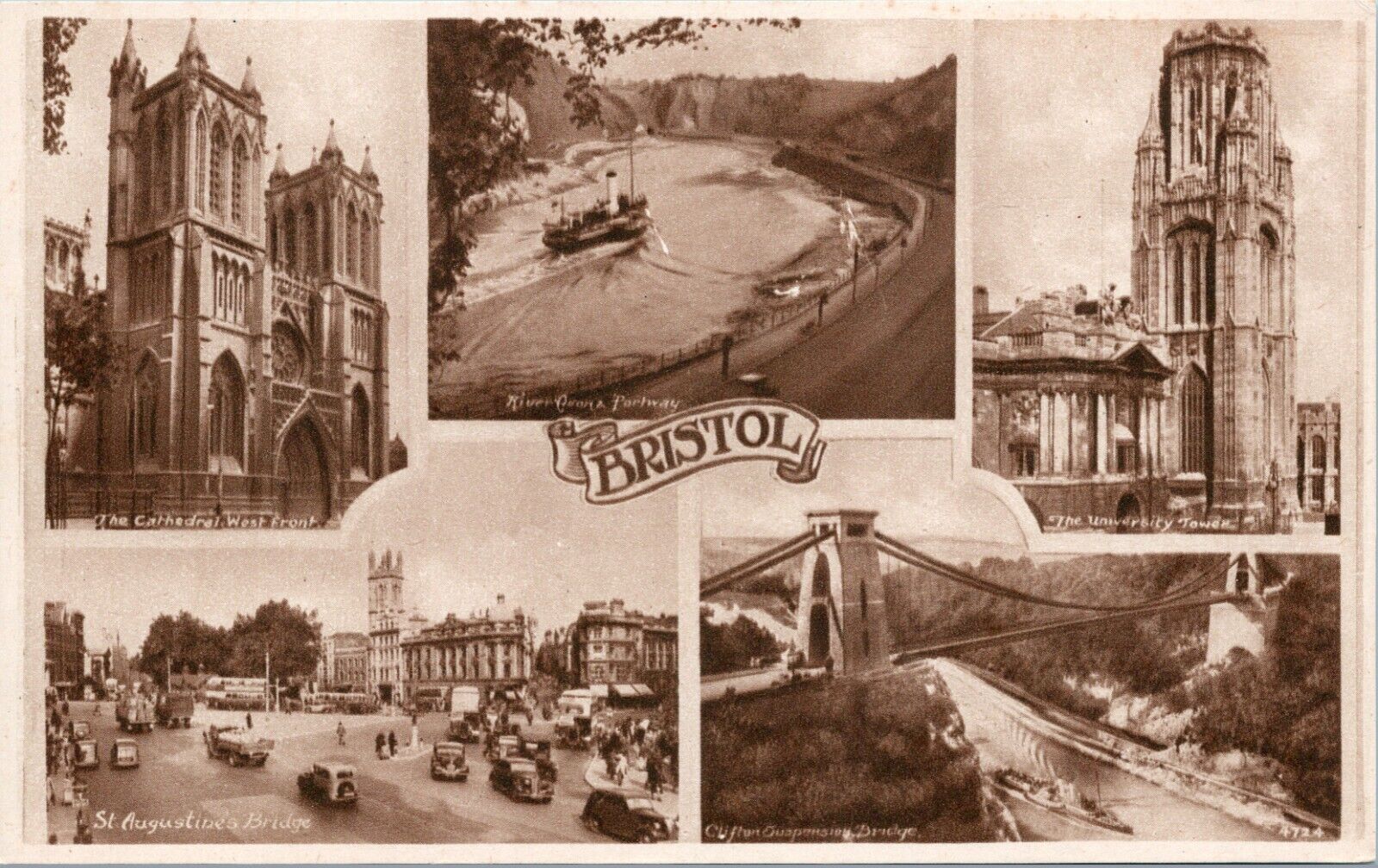 Vtg Postcard 1930s  Multi Views Bristol England UK - Unused