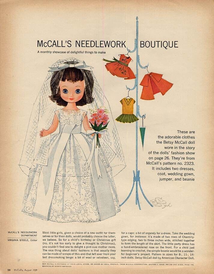 McCall\'s Needlework Boutique Betsy McCall fashion show outfit page 8 1959