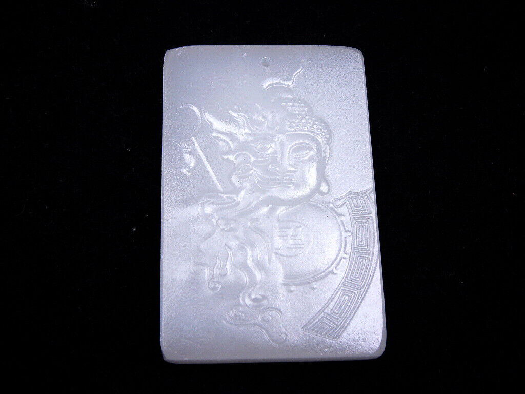 White Jade Hand Carved *Half Devil & Half Buddha* Pendant #08202203
