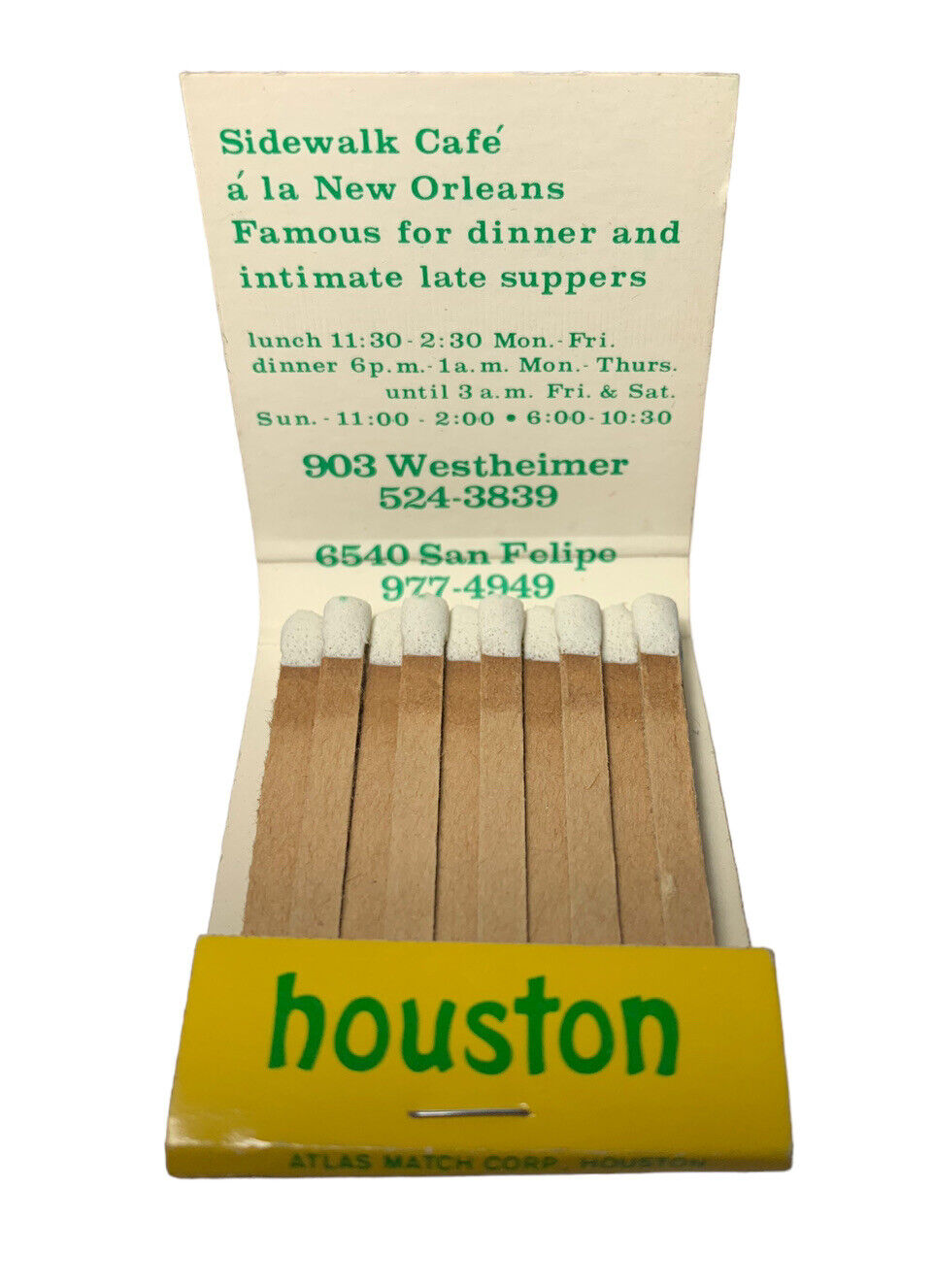 Ruggles Resturant Houston TX Matchbook Match Box Vintage Matches Texas