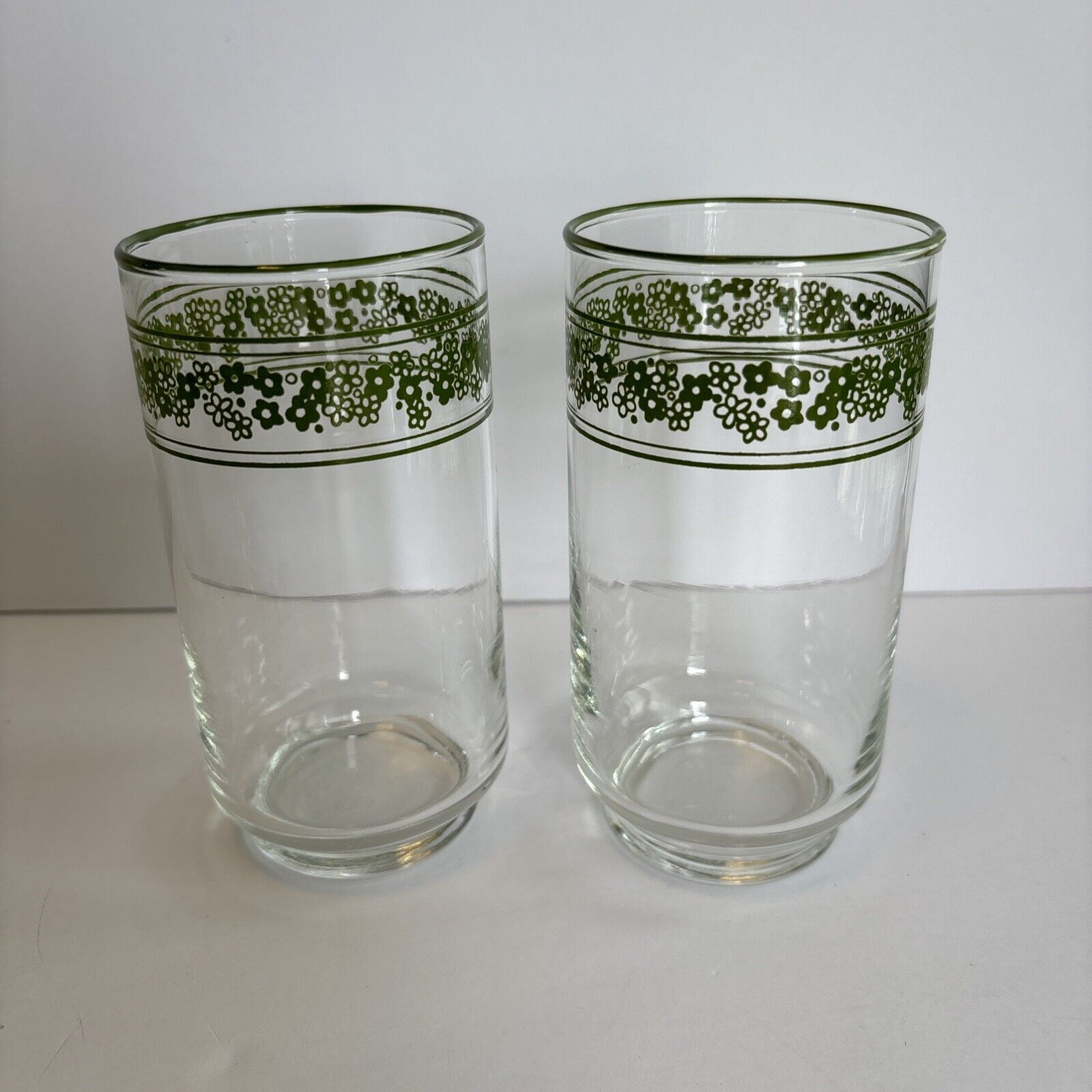 Set Of 2 Vintage Corelle Spring Blossom Crazy Daisy Glass Tumblers 12oz.