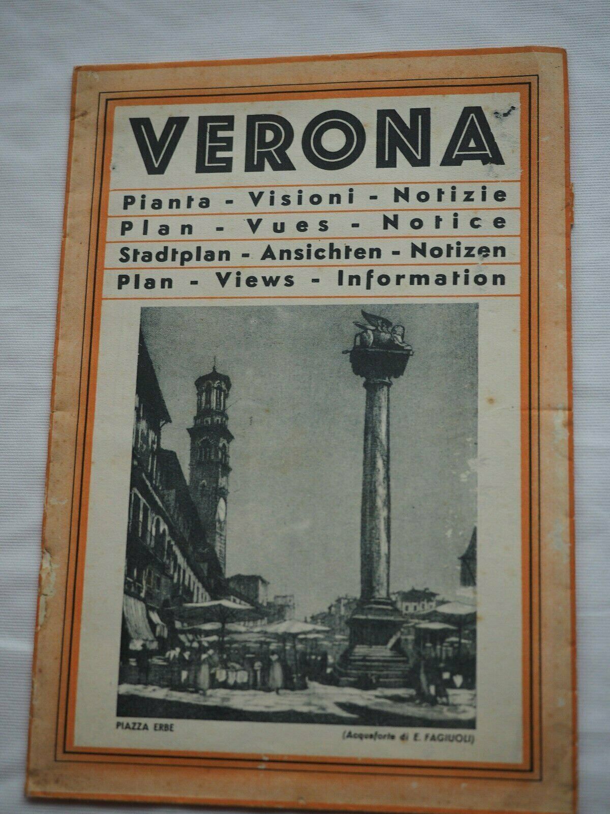 1930's VERONA Italy Souvenir Tourist Map Points of Interest