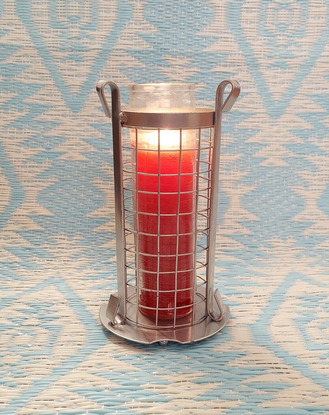 7 Day Candle holder metal safety fire proof seven day glass vela container votiv