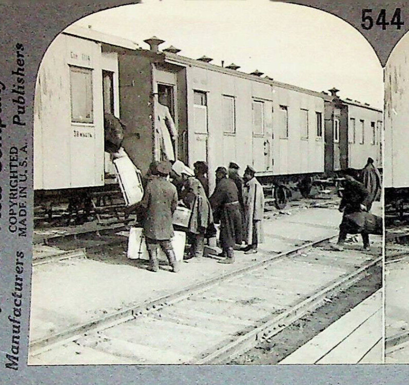 Trans-Siberian RR Train Kansk Siberia Russia Photograph Keystone Stereoview Card