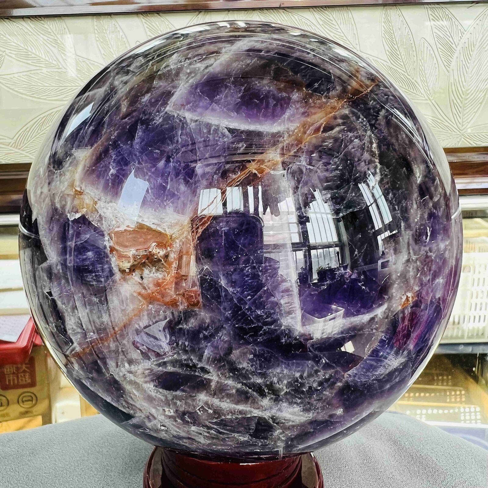 Natural Dream Amethyst Sphere Polished Quartz Crystal Ball Healing Reiki 3640G