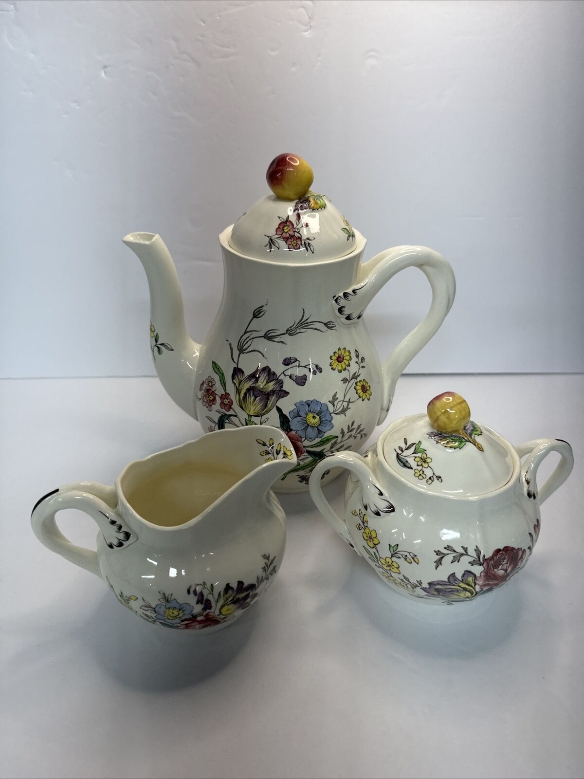 Vintage Spode Copeland Gainsborough Demitasse Teapot Creamer Sugar Dish With Lid