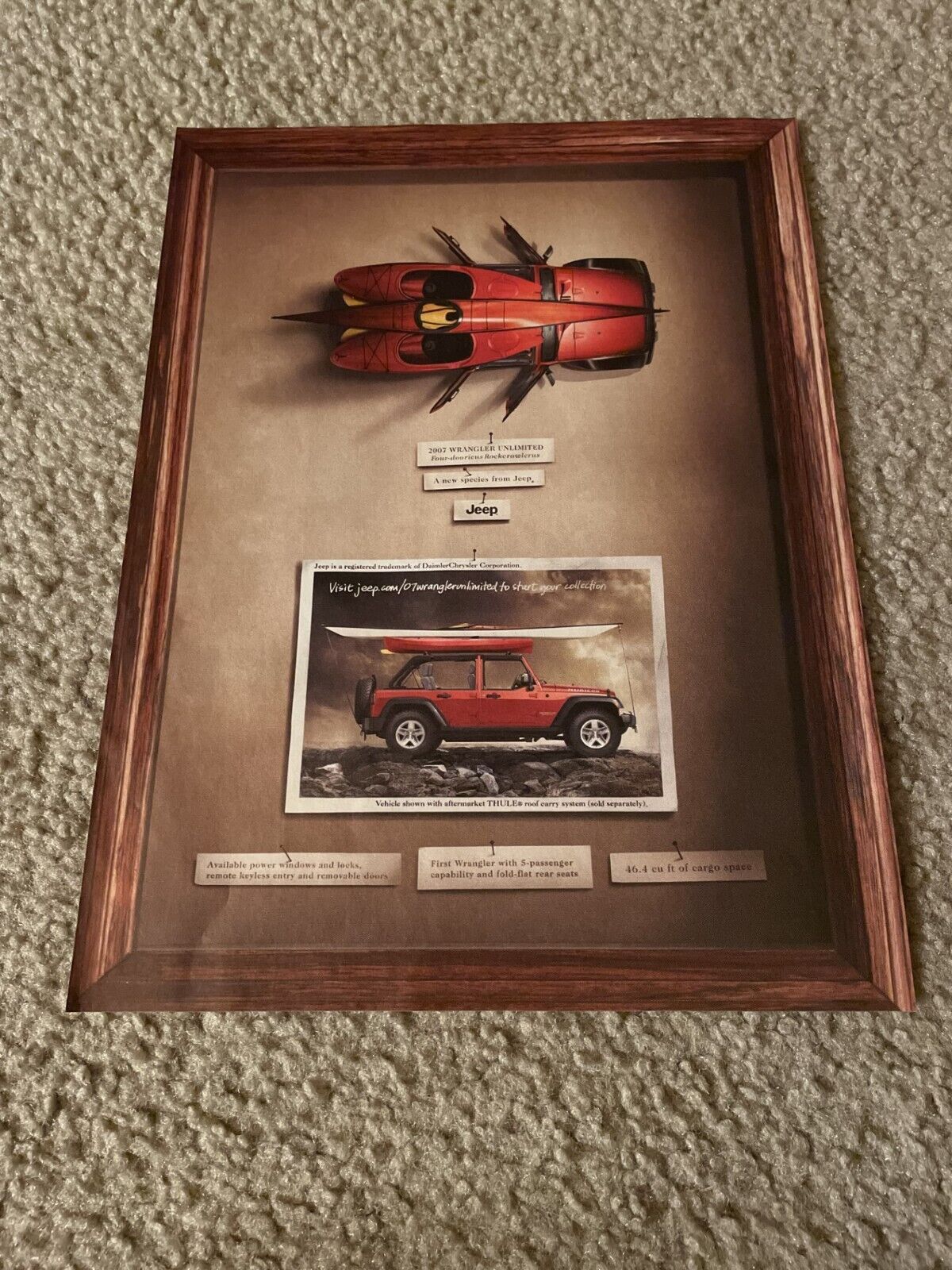 Vintage 2007 JEEP WRANGLER UNLIMITED PRINT AD RED