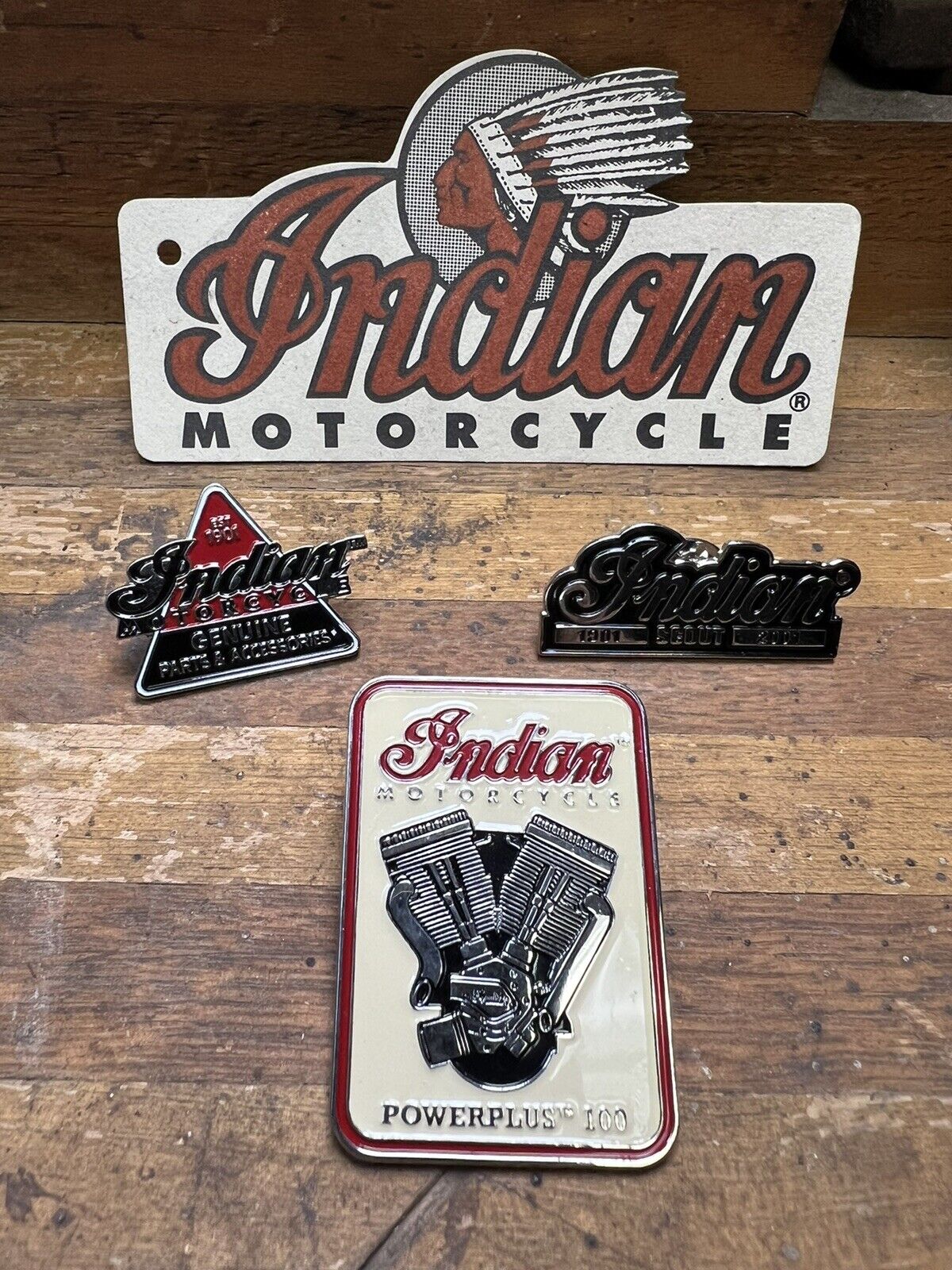 Lot Of 3 Genuine  Indian Motorcycle Pins, Vintage Rare Metal
