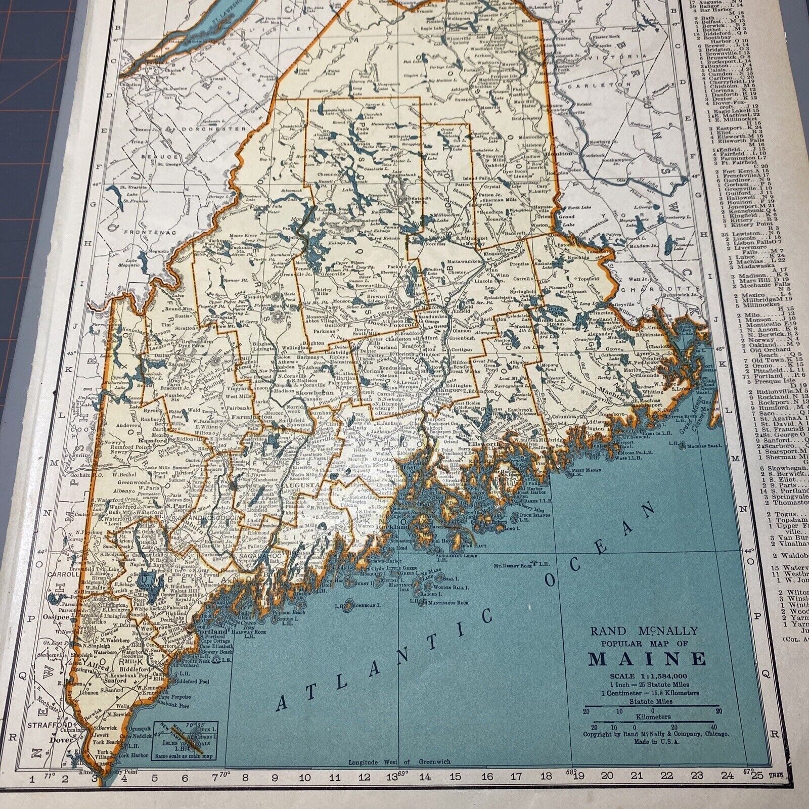 1940\'s Maine atlas Map Vintage