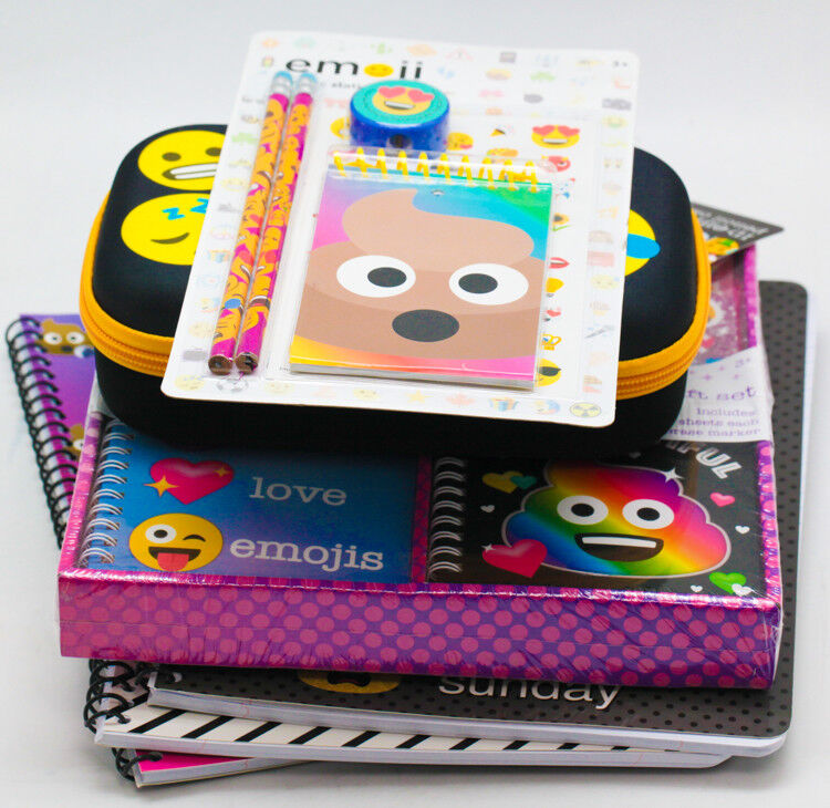 Emoji Combo Stationery Pack 3 Notebooks 5 Piece Stationery Set Pencil Case