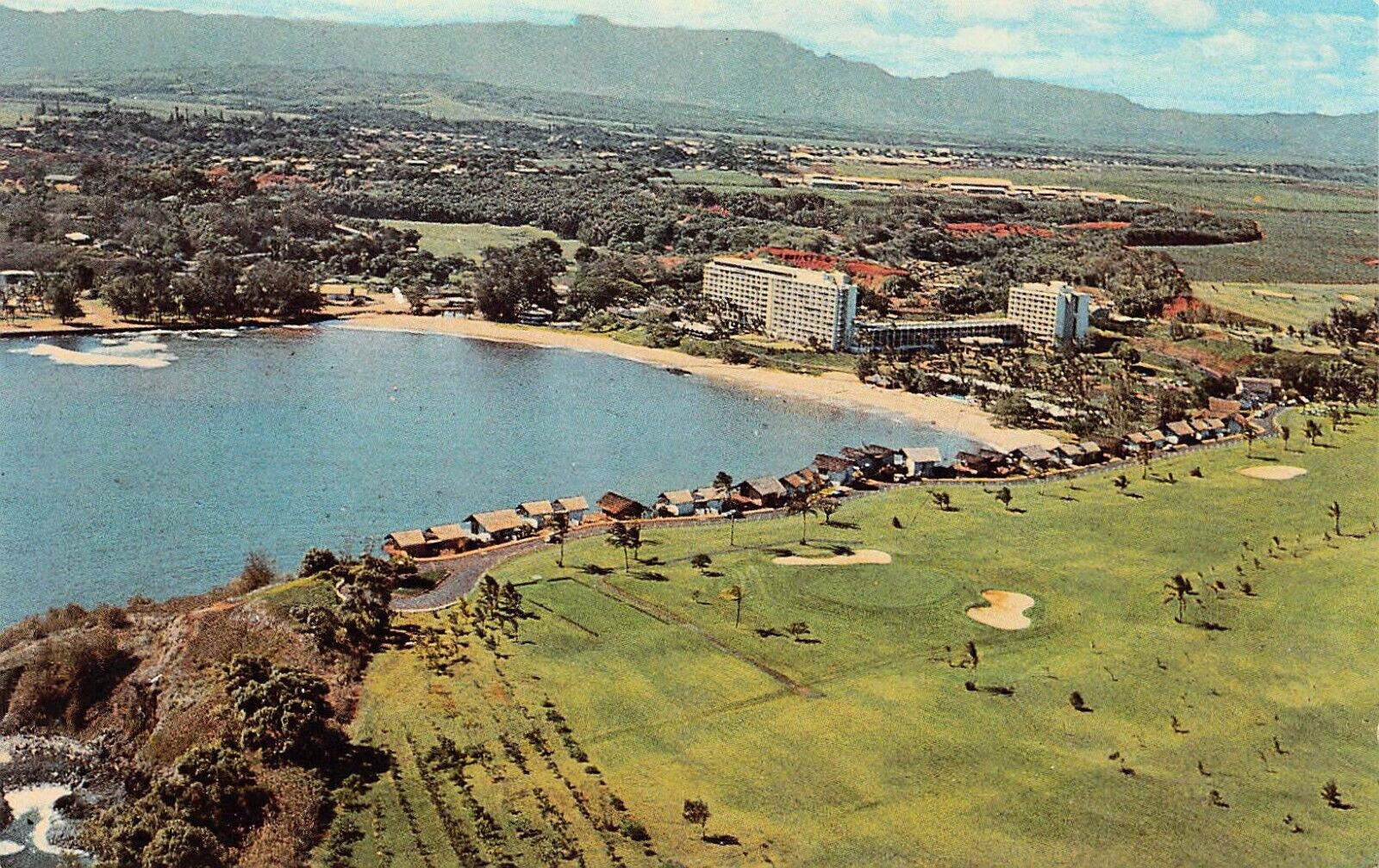 Lihue Kauai HI Hawaii Kalapaki Beach Puakea Golf Course Hokuala Vtg Postcard A60