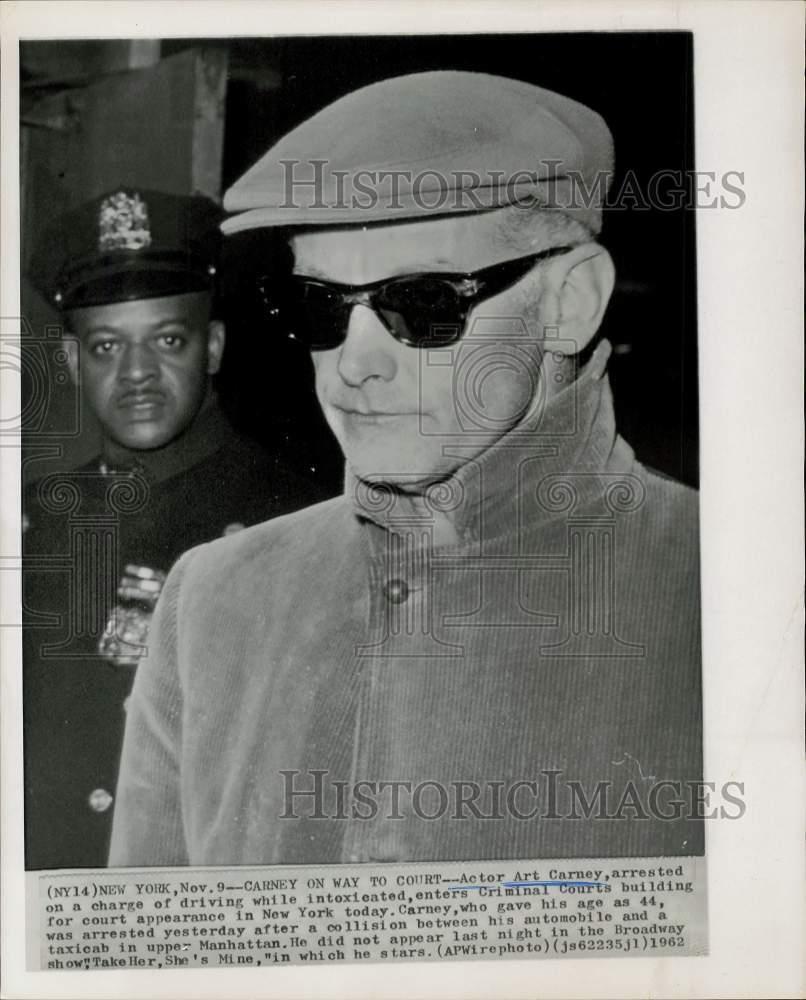 1962 Press Photo Actor Art Carney Arrives to Court in New York for DUI