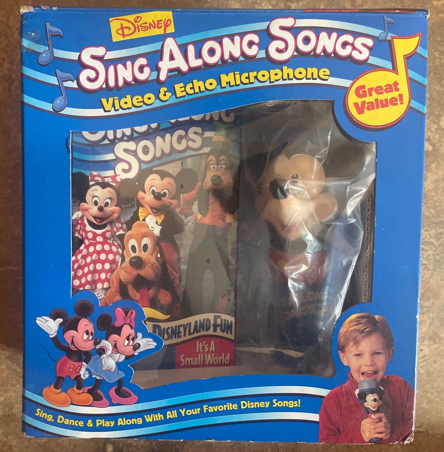 VINTAGE-Disney Sing Along Songs VHS & Microphone Disneyland Collectors Item