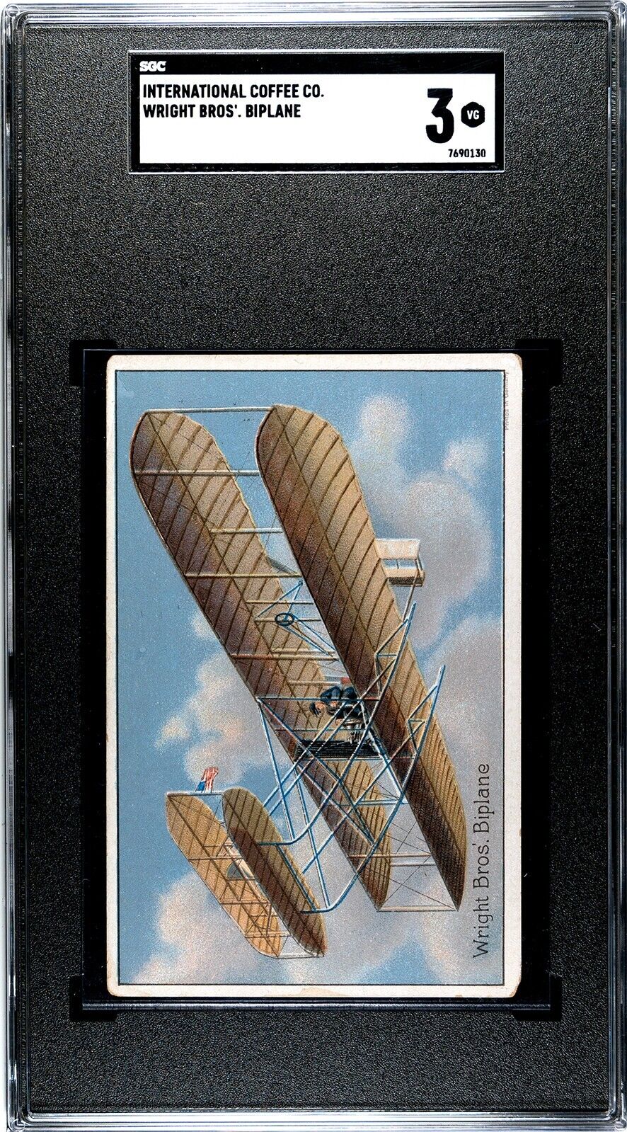 1900s International Coffee Co. Aeroplanes Wright Brothers' Biplane Card SGC 3 VG