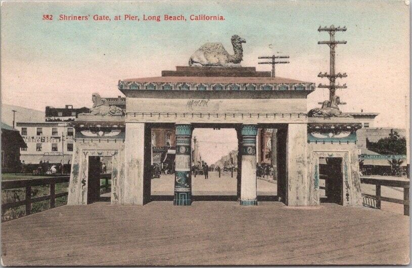 c1910s LONG BEACH, California Hand-Colored Postcard 