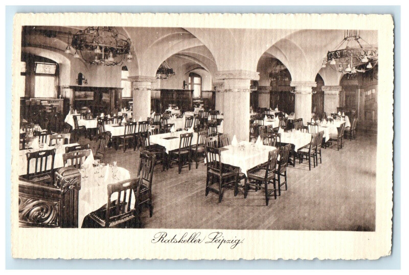 c1910's Leipzig Germany Ratskeller Bar Restaurant Dining Room Antique Postcard