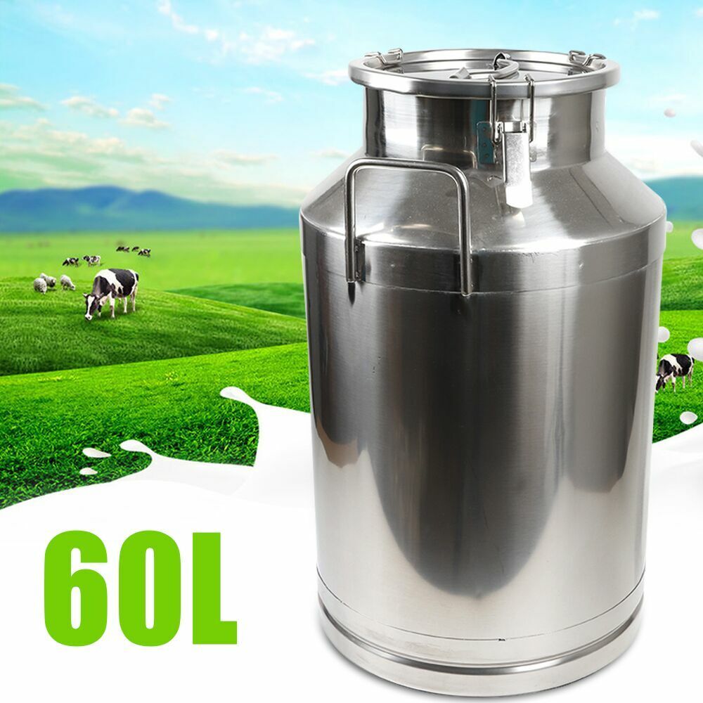 60L Milk Can Barrel Drum Wine Beer Whiskey Storage Oil Rice Tank Stainless Steel