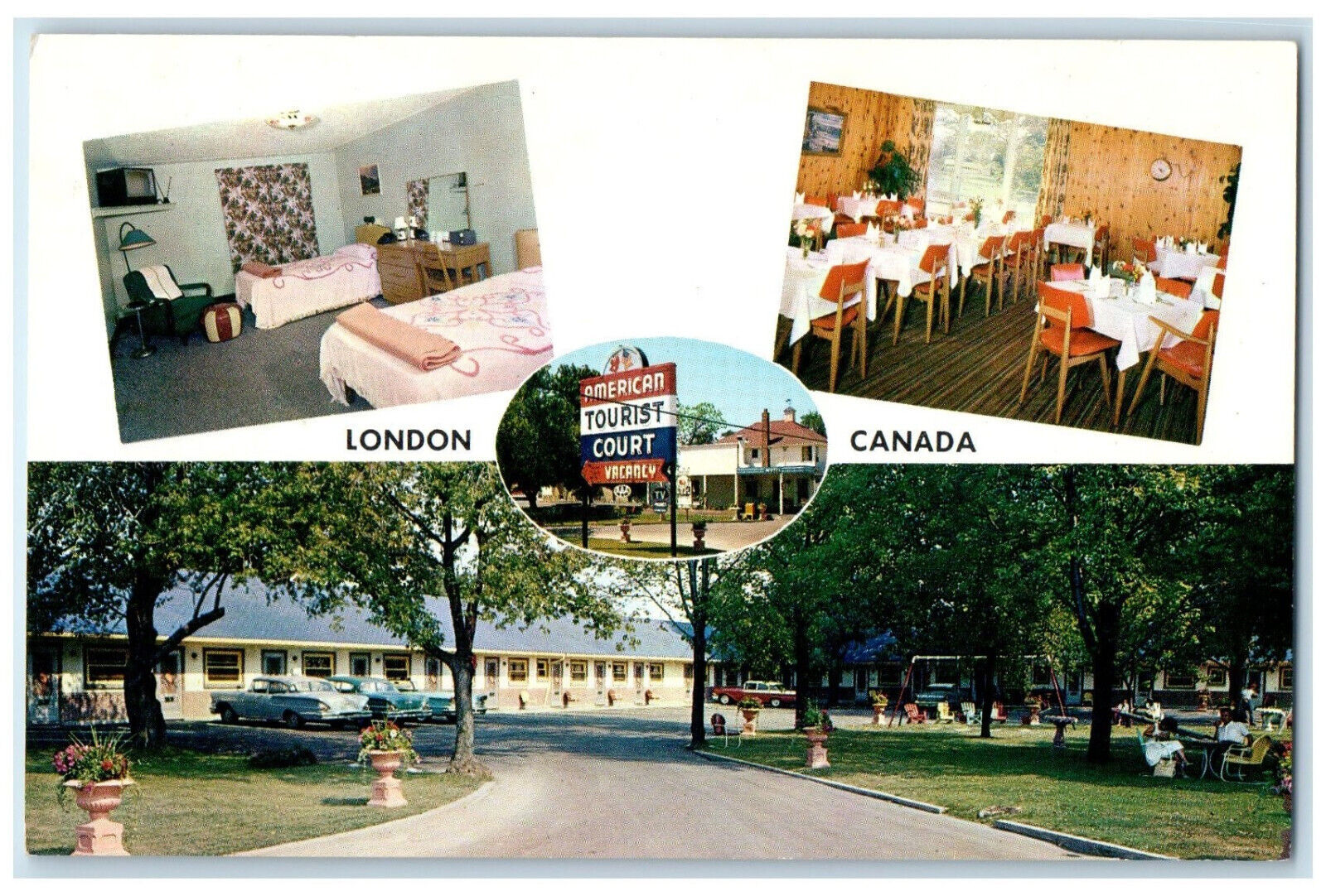 c1960\'s American Tourist Court London Ontario Canada Multiview Vintage Postcard