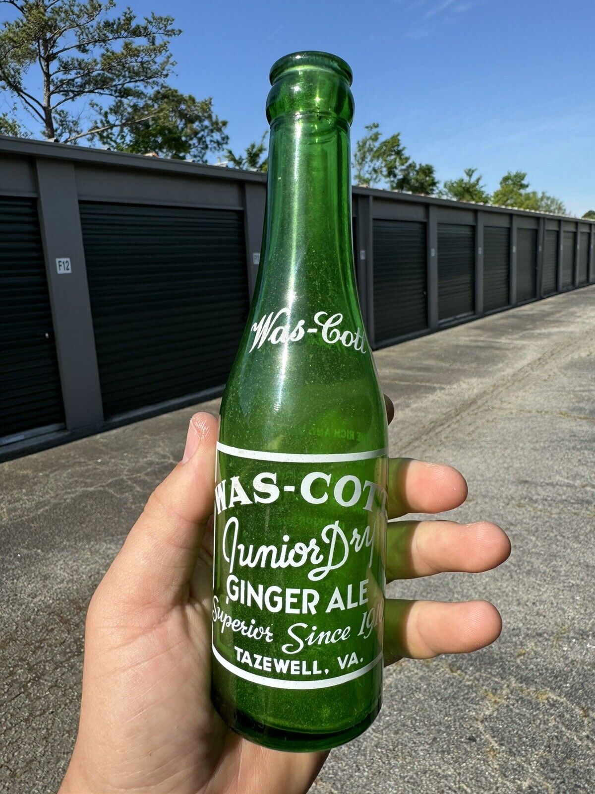 Vintage Was-Cott Junior Dry Ginger Ale ACL Soda Bottle Tazewell, VA Virginia