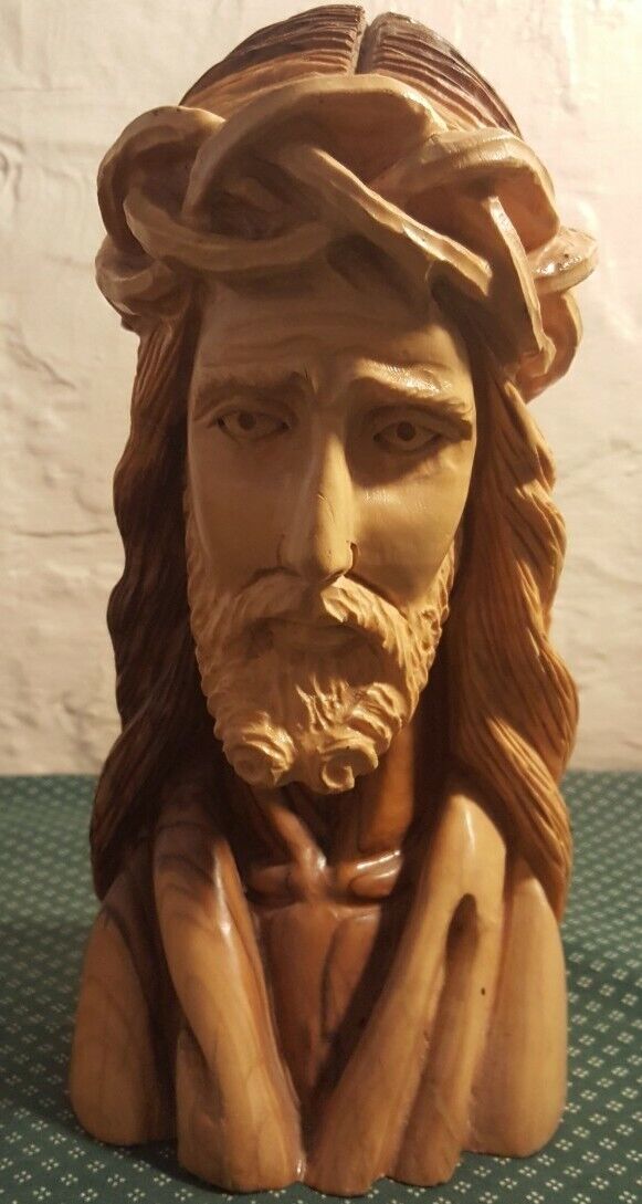 Handmade crafts Statue Jesus Head Olive Wood Figures Holy Land Bethlehem 