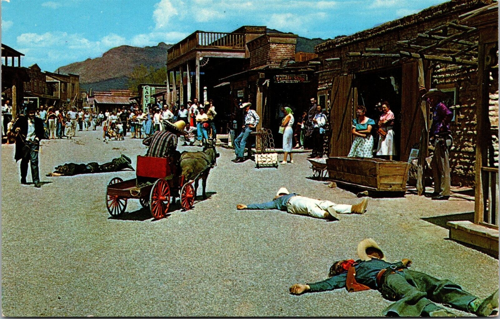 Vtg Old Tucson Arizona AZ Reenactment Mock Gun Battle Postcard