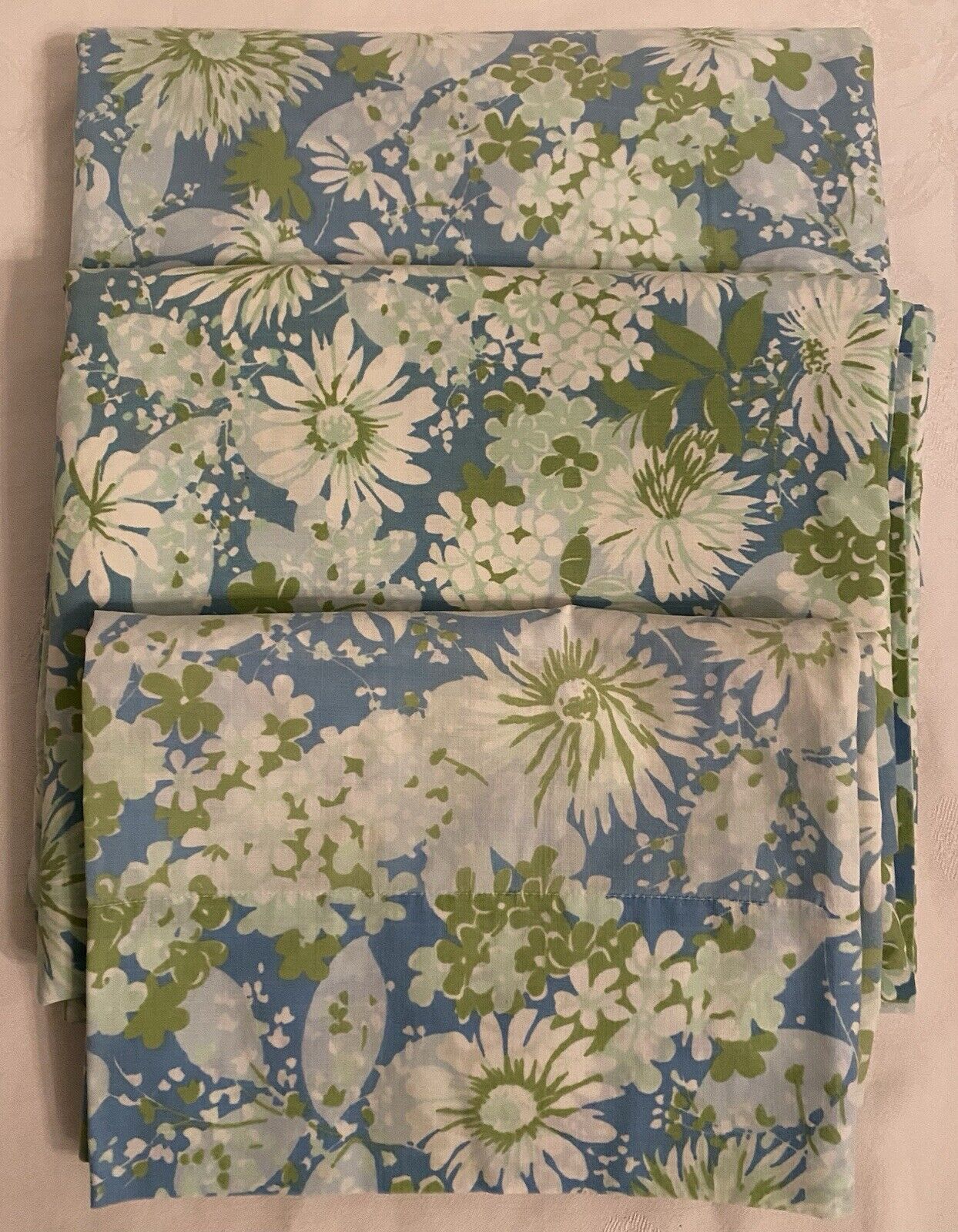 Vintage Springmaid Wondercale Flower Power Floral Double Sheet Set 3pc No Fitted