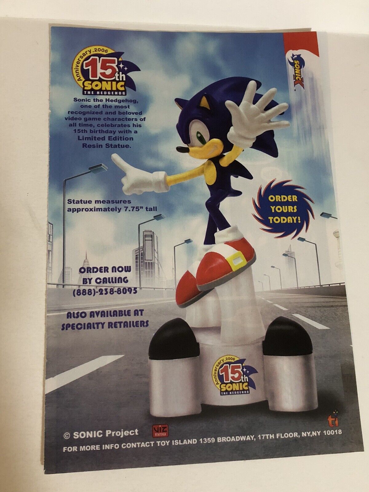 2006 Sonic The Hedgehog Resign Statue Print Ad Advertisement pa21