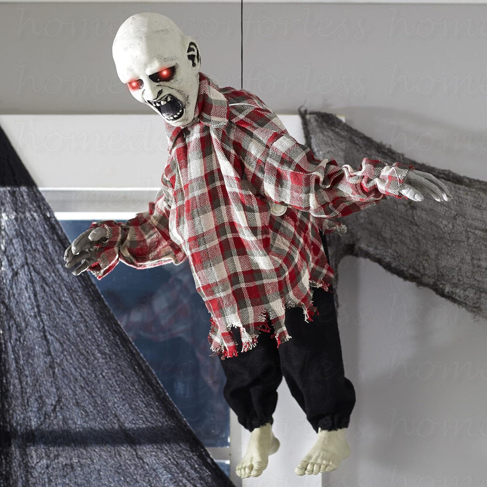 Animated Hanging Floating Zombie Scary Sounds Halloween Haunted House Prop Decor