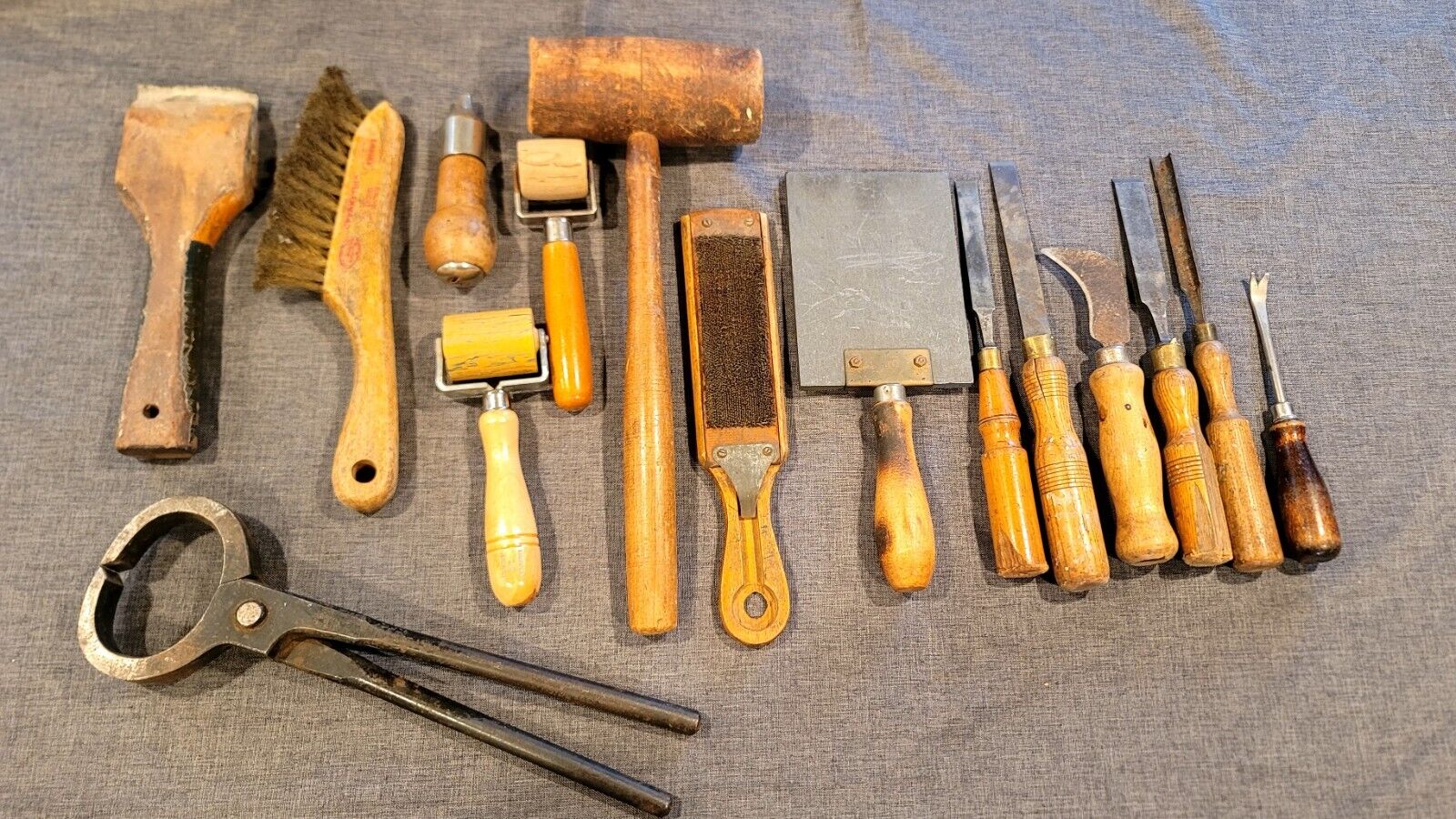 Lot of Vintage Woodworking tools-chisels, mallet, pullers, rollers