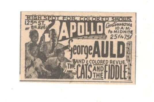 1946 GEORGE AULD AT APOLLO THEATRE Harlem NYC Vtg 1